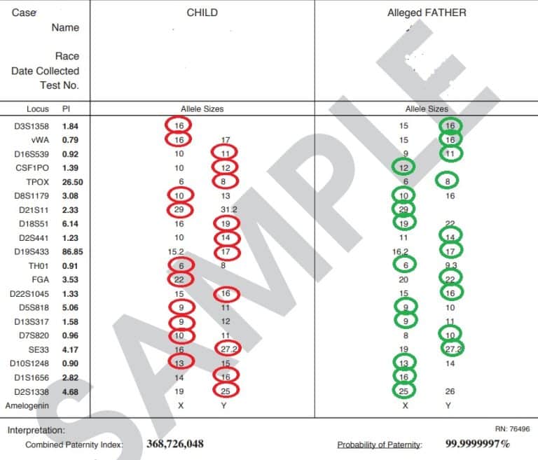 100% paternity report